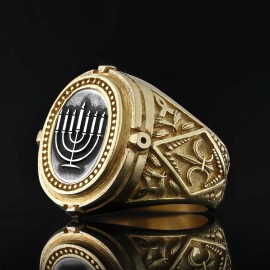 Oval Silver Menorah Ring