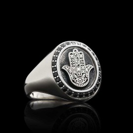 Oval Special Design 925 Sterling Silver Hamsa Women Ring
