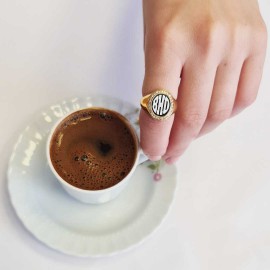 Oval Special Design 925 Sterling Silver Monogram Letter Women Ring