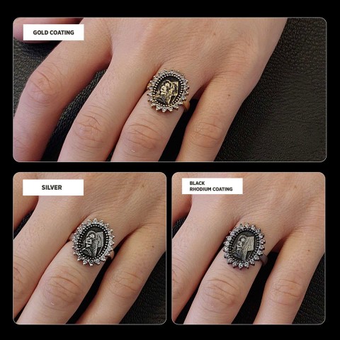 Oval Stone Photo Ring, Personalized Photo Ring, Lover Gift Ring, Women's Accessory, Special Production Photo Ring
