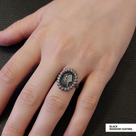 Oval Stone Photo Ring, Personalized Photo Ring, Lover Gift Ring, Women's Accessory, Special Production Photo Ring