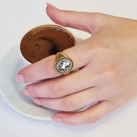 Oval Stone Special Sterling Silver Handmade Unicorn Women Ring