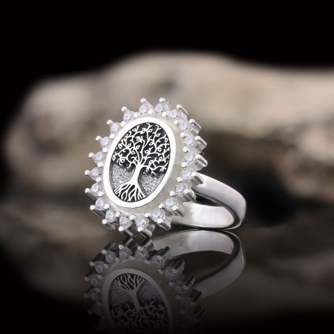 Oval Tree of Life Ring, Family Tree Ring, Christian Tree of Life Ring, Silver Christian Ring