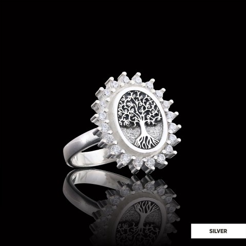 Oval Tree of Life Ring, Family Tree Ring, Christian Tree of Life Ring, Silver Christian Ring