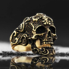 Patterned Skull Ring