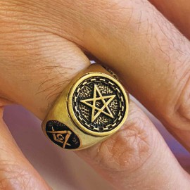 Pentagram Masonic Ring, Mystic Pentagram Masonic Ring – A Symbol of Ancient Wisdom and Eternal Brotherhood, Crafted to Honor the Sacred Secrets of the Freemasons