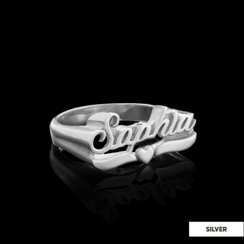 Personalized Design Women's Silver Ring With Name