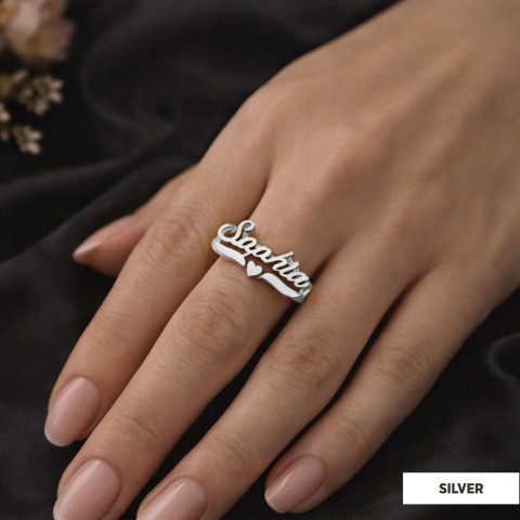 Personalized Design Women's Silver Ring With Name