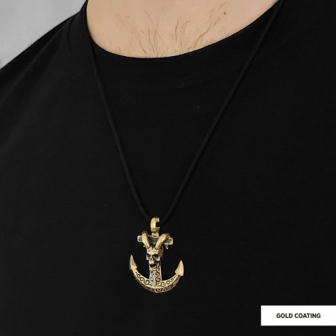 Personalized Skull Shaped Engraved Anchor Necklace