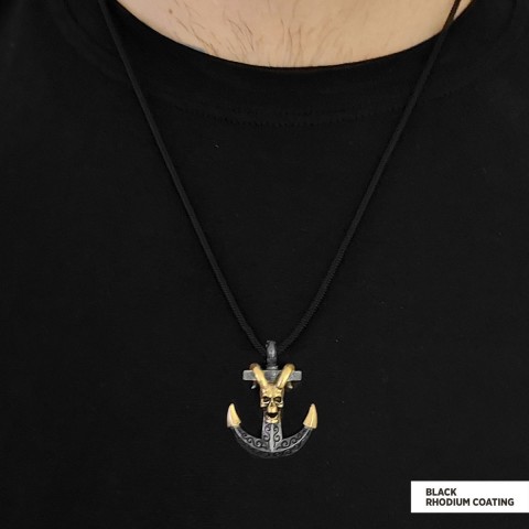Personalized Skull Shaped Engraved Anchor Necklace