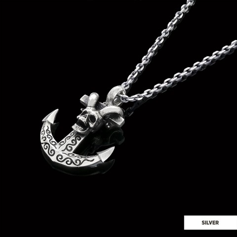 Personalized Skull Shaped Engraved Anchor Necklace