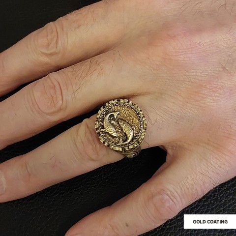 Pisces Sign Ring, 925 Sterling Silver Pisces Sign Ring