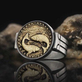 Pisces Zodiac Round Ring
