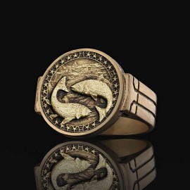 Pisces Zodiac Round Ring