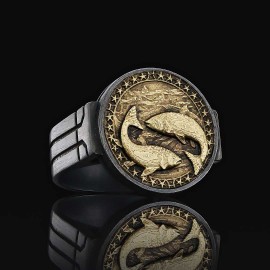 Pisces Zodiac Round Ring