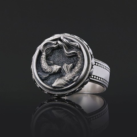 Pisces Zodiac Silver Ring
