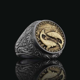 Pisces Zodiac Silver Ring