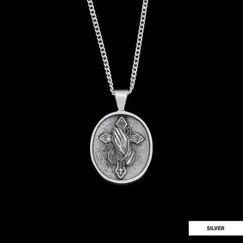 Praying Hands Cross, Religious Necklace, Christian Necklace, Jesus Necklace, Silver Religious Pendant, Religious Gift
