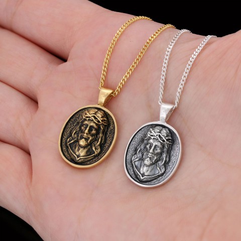 Religious Silver Necklace, 3D Silver Jesus Pendant, Religious Gift, Religious Christian Jewelry, Christ Accessor