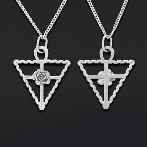 Rosae Crucis Necklace, Rosicrucian Handmade Sterling Silver Necklace