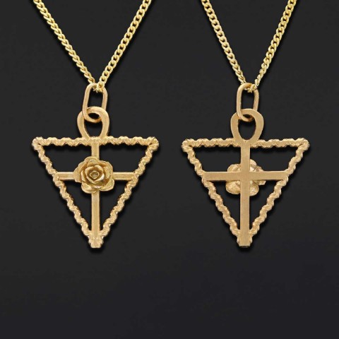 Rosae Crucis Necklace, Rosicrucian Handmade Sterling Silver Necklace