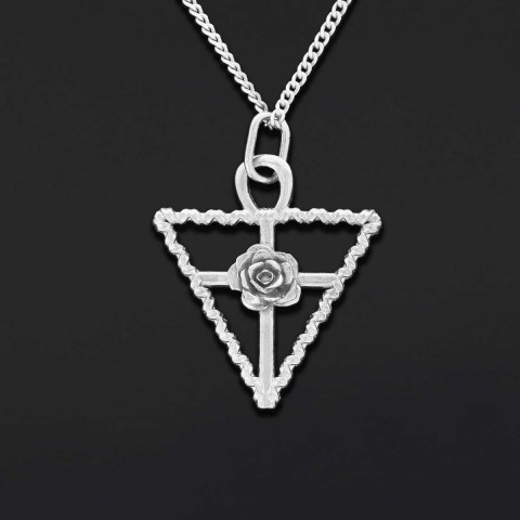 Rosae Crucis Necklace, Rosicrucian Handmade Sterling Silver Necklace