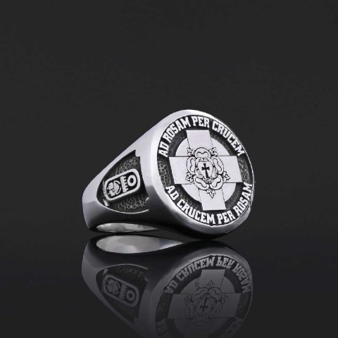 Round Amorc Jewelry, Spiritual Ring of the Rosicrucian Order, Custom Rosae Crucis Ring