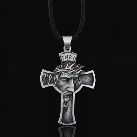 Jesus Cross Sterling Silver Necklace