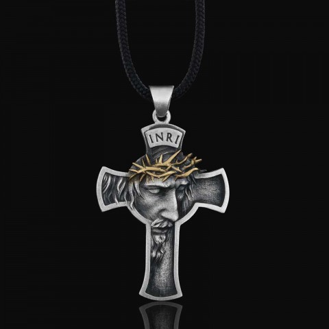 Jesus Cross Sterling Silver Necklace