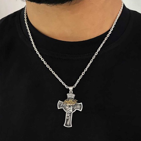 Jesus Cross Sterling Silver Necklace