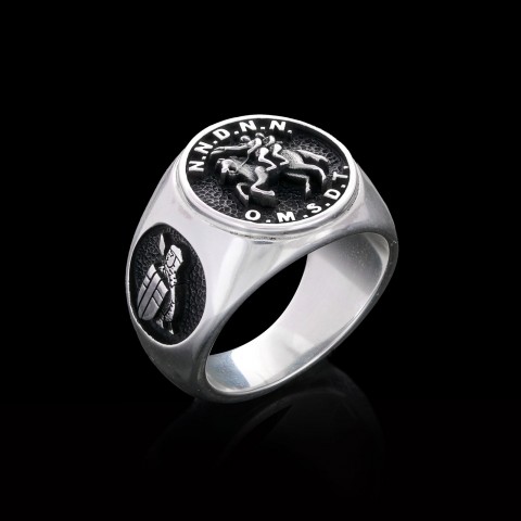 Round Master Mason Ring Cross Masonic Ring, Custom Masonic Ring