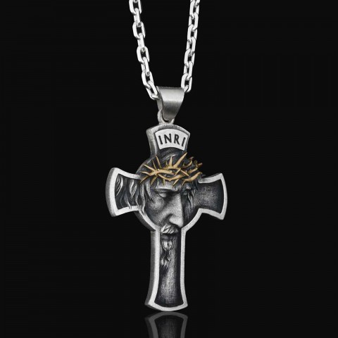 Jesus Cross Sterling Silver Necklace