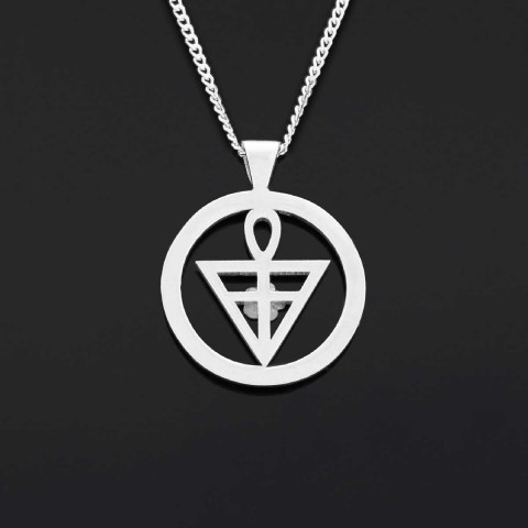 Round Rosae Crucis Symbol Pendant, Antiquus Mysticusque Ordo Rosae Crucis Pendant, Mason Charm Necklace