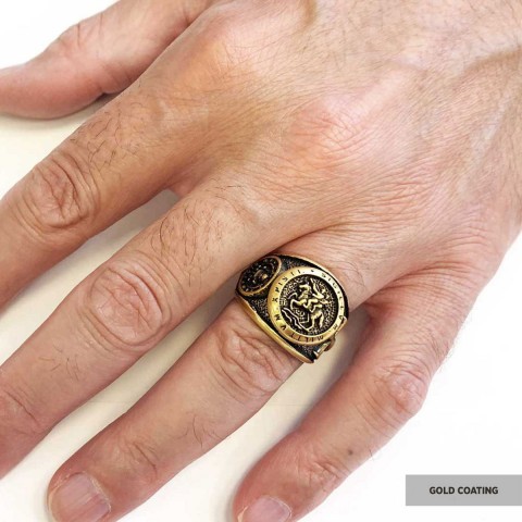Round Silver Masonic Ring,  Celestial Mason Ring, Stylish and Meaningful Jewelry with Masonic Seal Detail