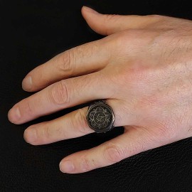 Round Special Design Handmade Silver Men Masonic Ring