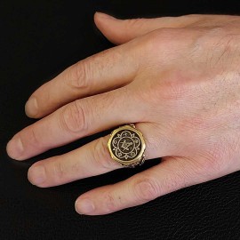 Round Special Design Handmade Silver Men Masonic Ring