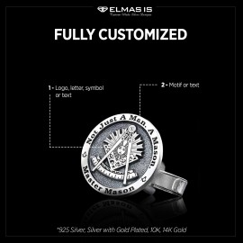 Round Special Design Silver Past Master Masonic Cufflink