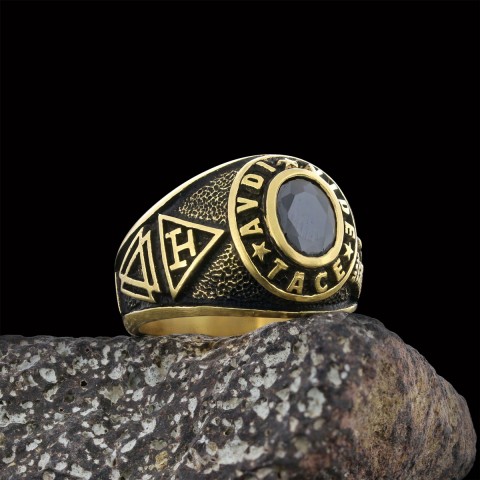 Round Stone Masonic Ring, A Symbol of Strength, Craftsmanship, and Timeless Elegance Mason Ring