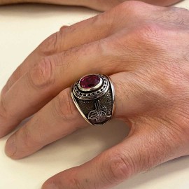 Round Stoned Turkish Ottoman Ring with Tughra