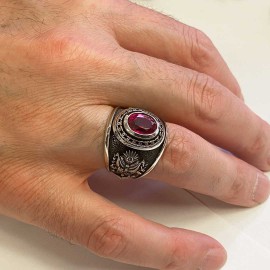 Round Stoned Turkish Ottoman Ring with Tughra