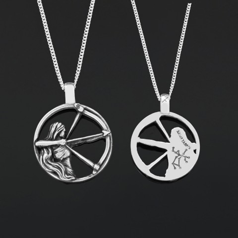 Sagittarius Pendant, Sterling Silver Sagittarius Necklace, Handmade Sagittarius Jewelry, Horoscope Sagittarius Necklace