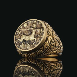 Sagittarius Zodiac Silver Ring