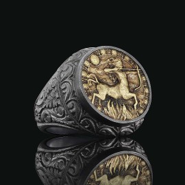 Sagittarius Zodiac Silver Ring
