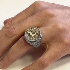 Sagittarius Zodiac Silver Ring
