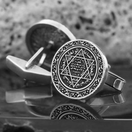 Seal Of Solomon Round Engraved Cufflink