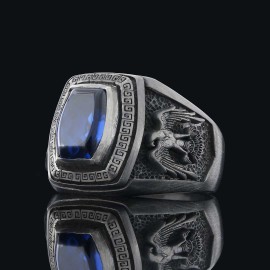 Sterling Silver Ottoman Eagle Signet Ring