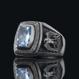 Sterling Silver Ottoman Eagle Signet Ring