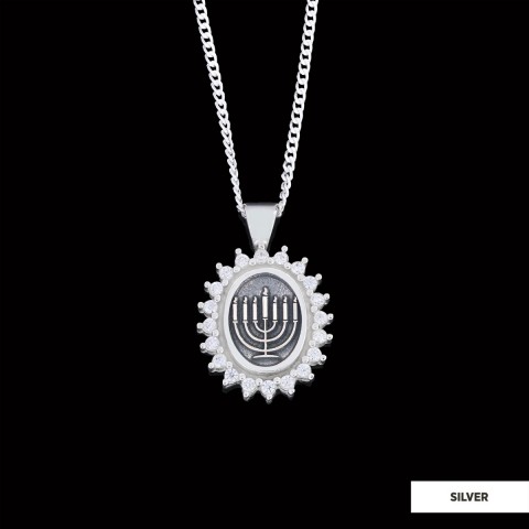 Shabbat Menorah Necklace, Elegant Jewish Faith Jewelry, Symbol of Shabbat and Jewish Heritage Necklace, Menorah Pendant