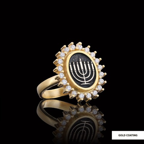 Shabbat Menorah Ring, Elegant Jewish Faith Jewelry, Symbol of Shabbat and Jewish Heritage Ring, Menorah Ring