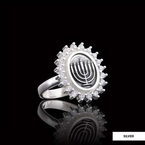 Shabbat Menorah Ring, Elegant Jewish Faith Jewelry, Symbol of Shabbat and Jewish Heritage Ring, Menorah Ring